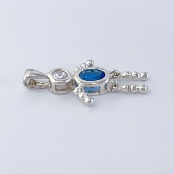 Vintage Sterling Silver 925 Blue Cubic Zirconia Boy Pendant - Picture 3 of 6